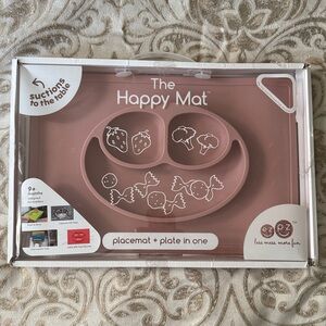 ezpz Happy Mat Gray e100% Silicone Suction Placemat Divided Toddler Plate